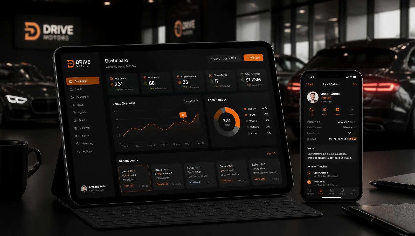 Custom customer and sales management system across desktop and mobile